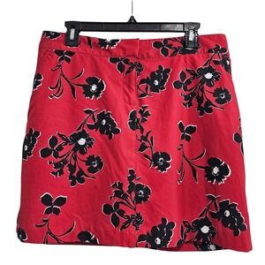 IZOD Golf Women's Red Black Floral A-Line Skort Size 10